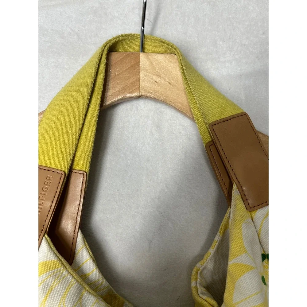Tommy Hilfiger Yellow White Floral Canvas Hobo‎ Shoulder Bag